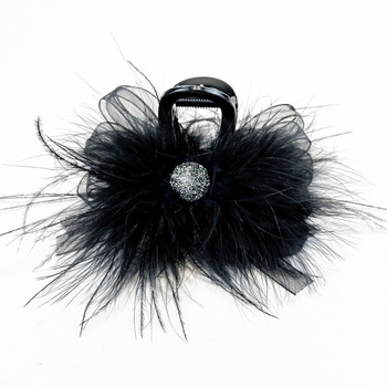 Geometriai alakú tollmintás hajcsat, akrilból, elektroplakált felülettel