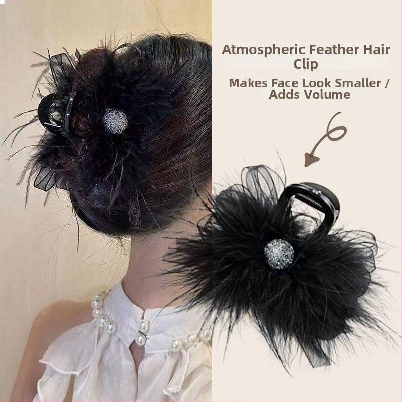 Geometriai alakú tollmintás hajcsat, akrilból, elektroplakált felülettel