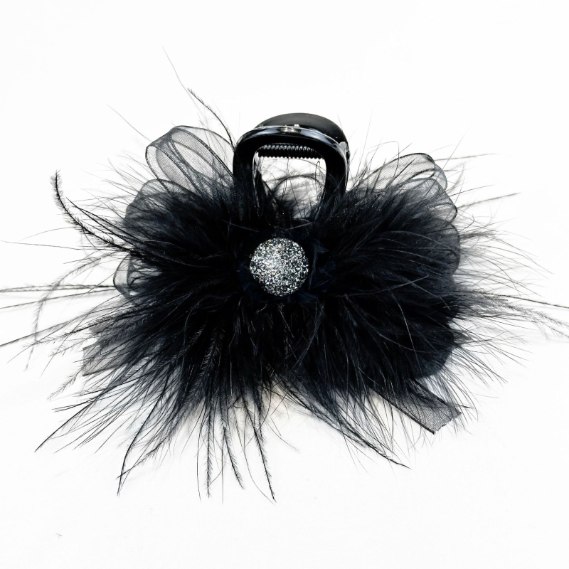 Geometriai alakú tollmintás hajcsat, akrilból, elektroplakált felülettel