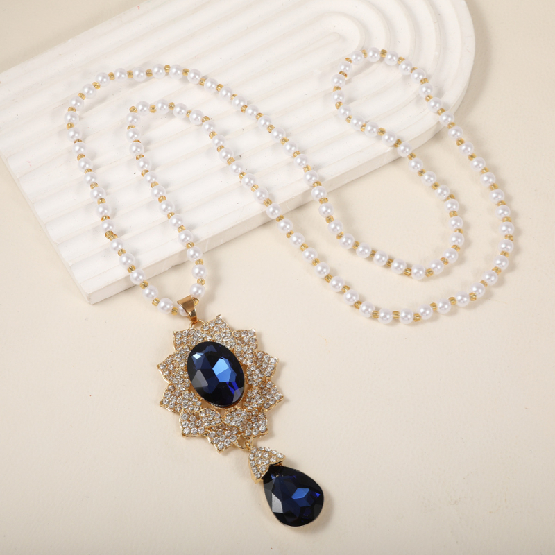 Korējas stila ģeometriska lodīšu ķēde džemperim, sakausējums