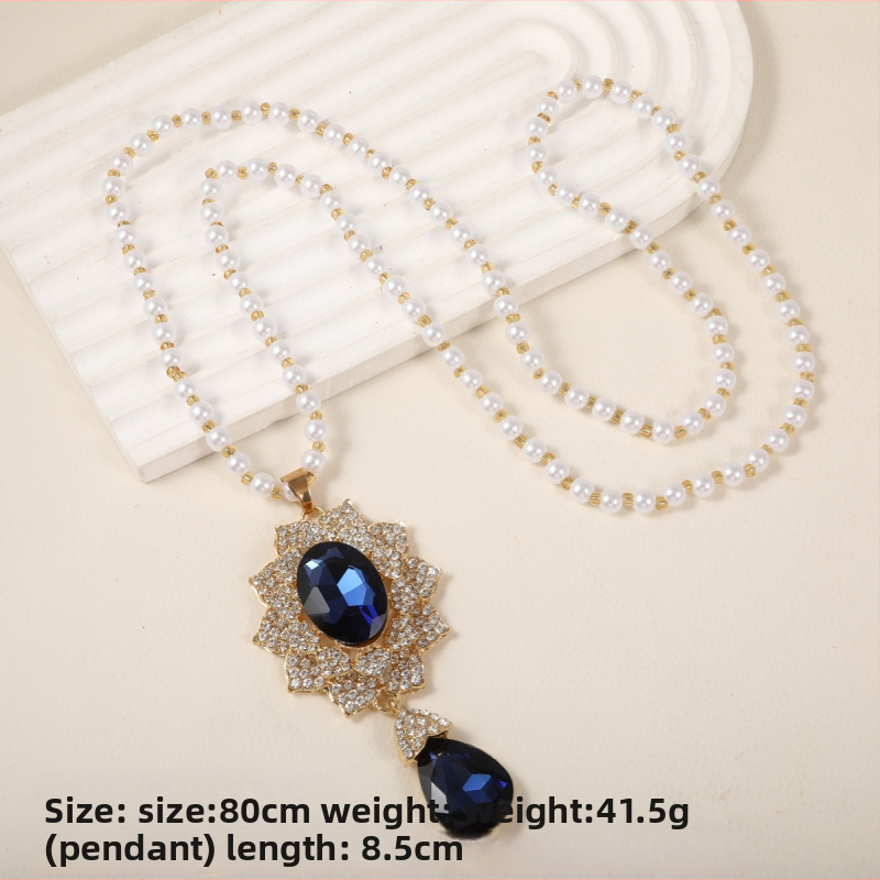 Korējas stila ģeometriska lodīšu ķēde džemperim, sakausējums