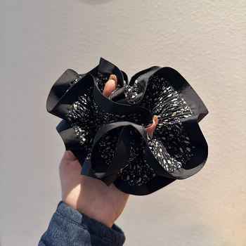 Ručni izrađeni scrunchie s rhinestones, cvjetni korejskog stila, visoka elastičnost, elegantan dodatak za kosu