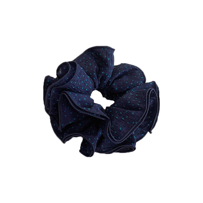 Francuski stil, slatka scrunchie s točkicama, elegantan tekstilni dodatak za kosu s plisiranim detaljima