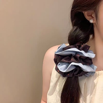 Scrunchie pentru păr, stil coreean cu buline, material textil, manufactură manuală, elasticitate ridicată (Origine: Yiwu)