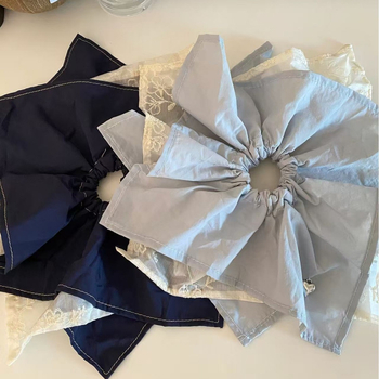 Elastic pentru păr cu trei straturi pătrat – din țesătură, manufacturat manual, stil coreean