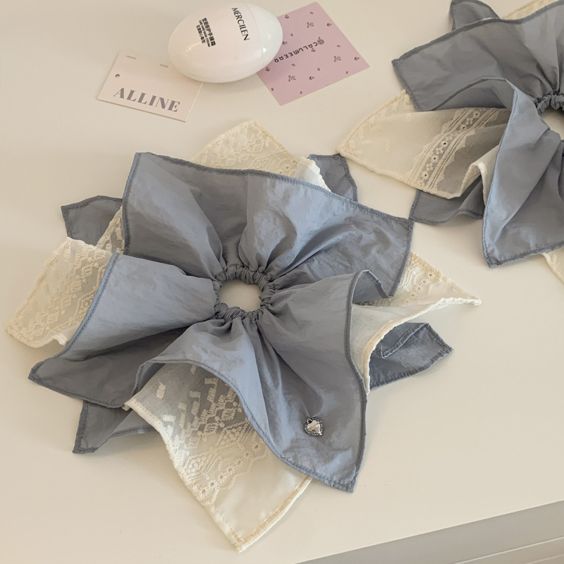 Elastic pentru păr cu trei straturi pătrat – din țesătură, manufacturat manual, stil coreean