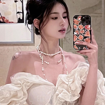 Colier vintage cu straturi țesute, cu cristale, lucrat manual, toamnă 2023