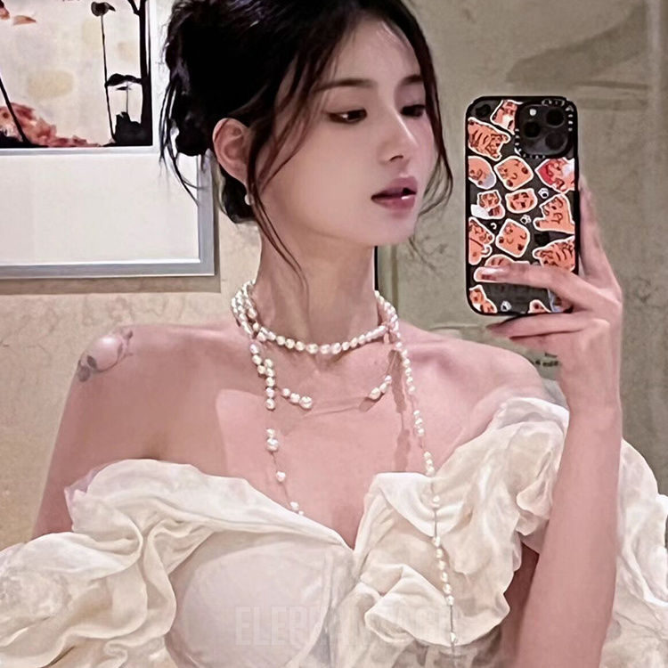 Vintage rétegzett kötött nyaklánc kristálydíszítéssel, kézzel készített, őszi 2023