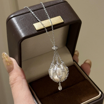 Bakreno ogrlica s perlom, običnim lancem, elektroplatiranje, težina 9,2 g, lagani luksuz