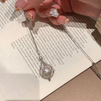 Bakreno ogrlica s perlom, običnim lancem, elektroplatiranje, težina 9,2 g, lagani luksuz