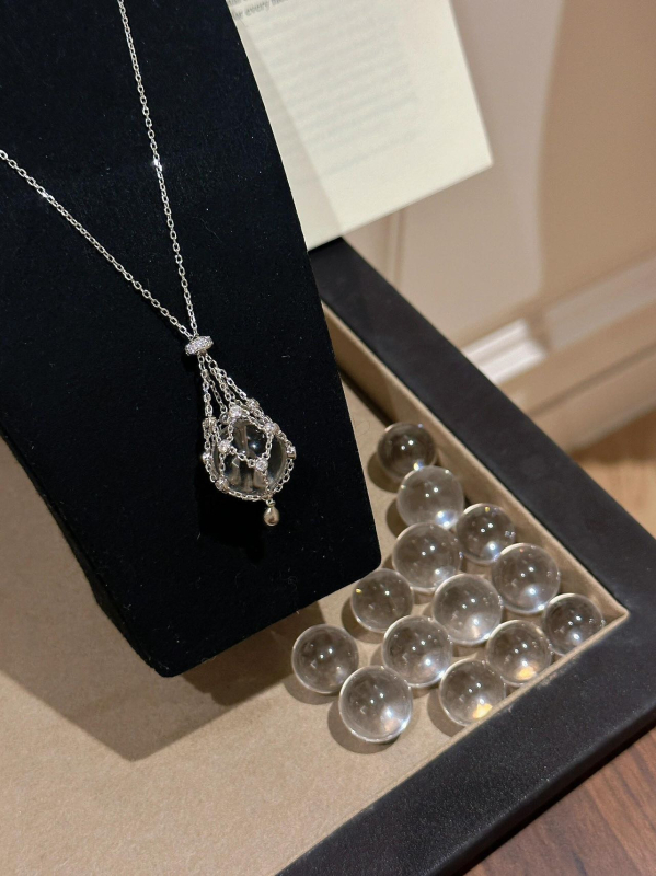 Bakreno ogrlica s perlom, običnim lancem, elektroplatiranje, težina 9,2 g, lagani luksuz