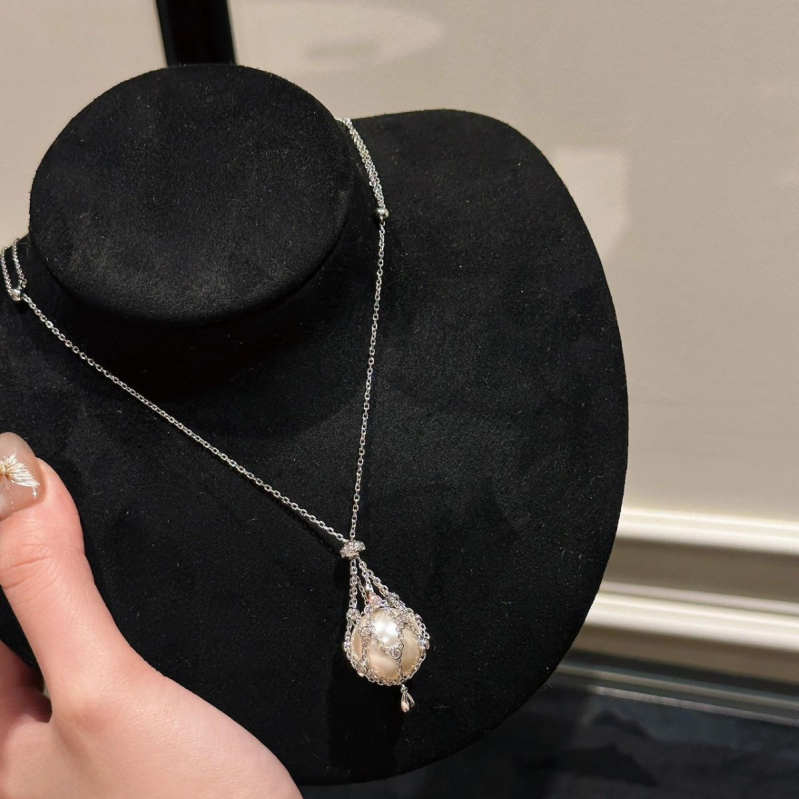 Bakreno ogrlica s perlom, običnim lancem, elektroplatiranje, težina 9,2 g, lagani luksuz