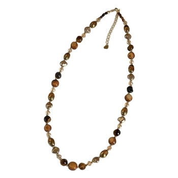 Ogrlica od prirodnog tigrovog oka, višeslojna s kapljastim privjeskom, ručna izrada