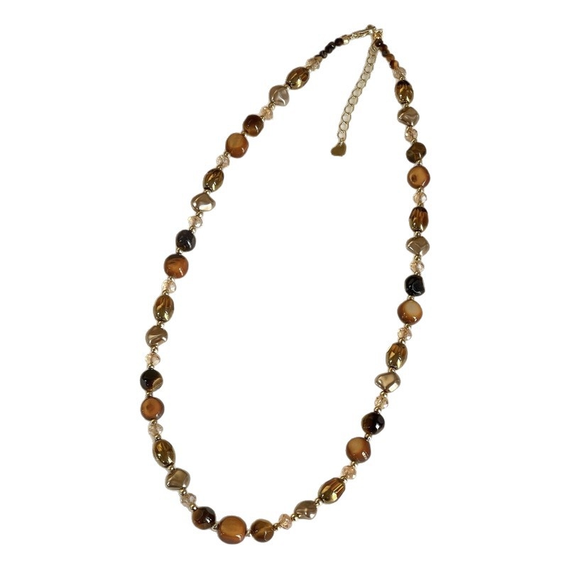 Ogrlica od prirodnog tigrovog oka, višeslojna s kapljastim privjeskom, ručna izrada