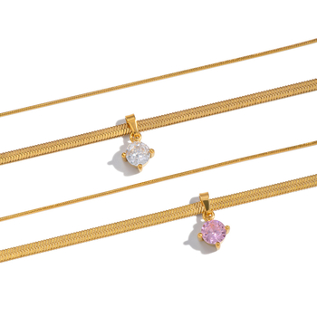 Nyaklánc 18K valódi arany bevonattal, PVD vákuum aranyozással, kígyó lánc, medál 304 rozsdamentes acélból, geometriai dizájn