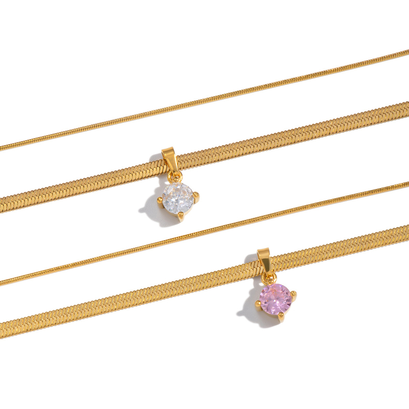 Nyaklánc 18K valódi arany bevonattal, PVD vákuum aranyozással, kígyó lánc, medál 304 rozsdamentes acélból, geometriai dizájn