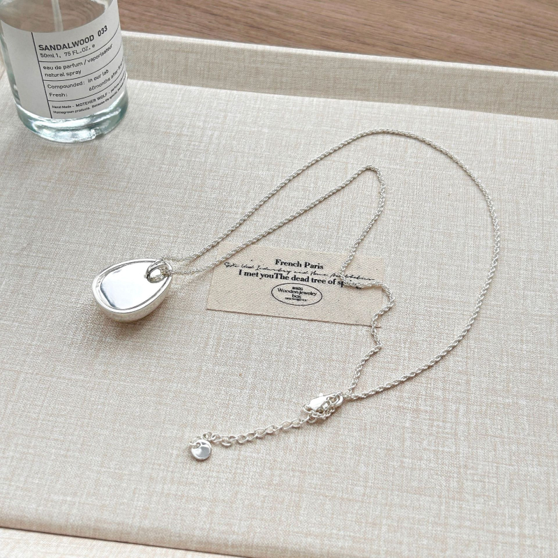 Bakrena ogrlica s privjeskom u obliku kapljice vode, lanac za pulover, geometrijski oblik, polirani završetak