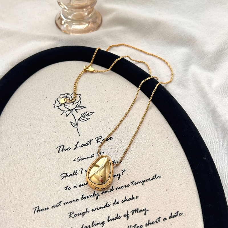 Bakrena ogrlica s privjeskom u obliku kapljice vode, lanac za pulover, geometrijski oblik, polirani završetak