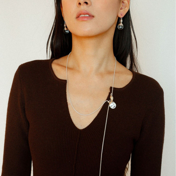 Ogrlica s agatnim privjeskom, bakreni kristali, O-lanac, geometrijski dizajn, elektroplakiranje