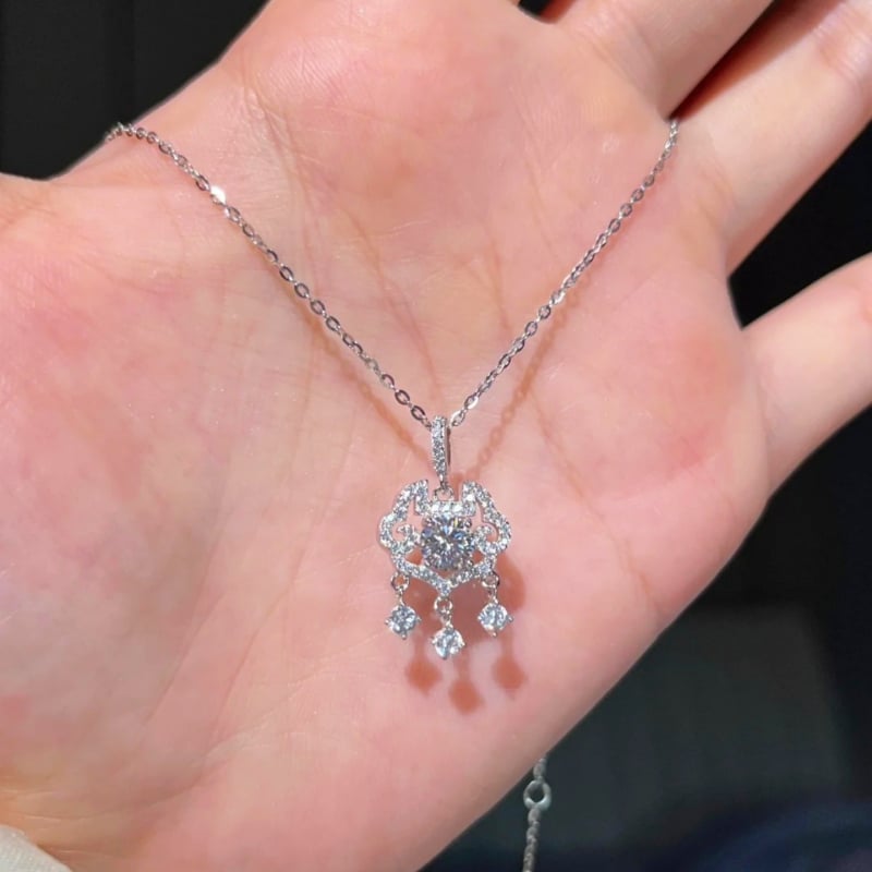 Ogrlica s privjeskom u obliku srca od moissanita • 4,5 mm • Srebro 925 • Novi kineski stil