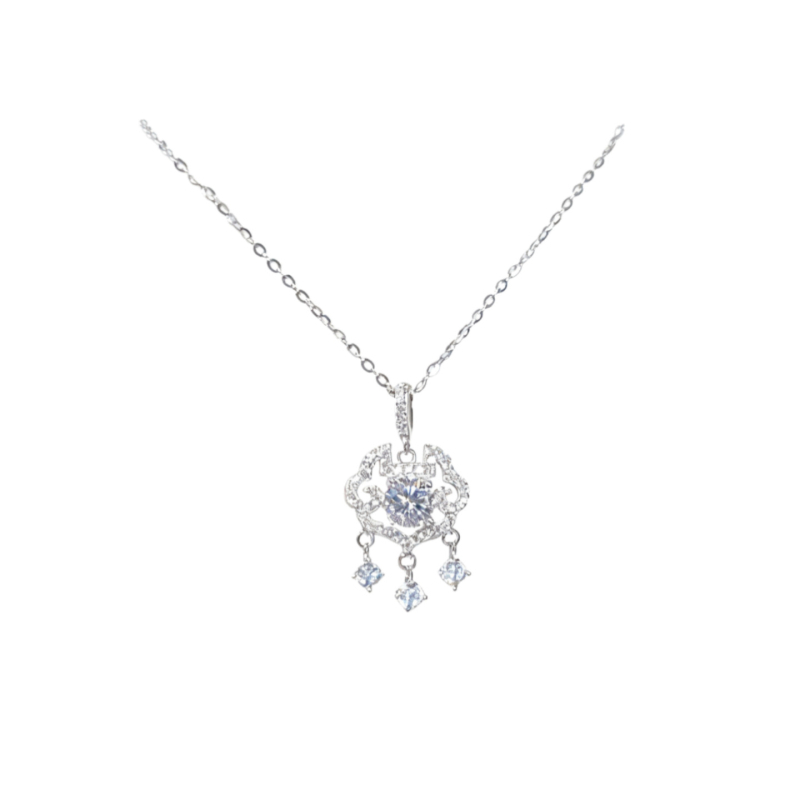 Ogrlica s privjeskom u obliku srca od moissanita • 4,5 mm • Srebro 925 • Novi kineski stil