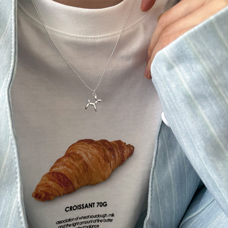 Lančić s privjeskom Balloon Dog, srebro 925, kuglični lanac, geometrijski dizajn, platina ili zlato 18K premaz