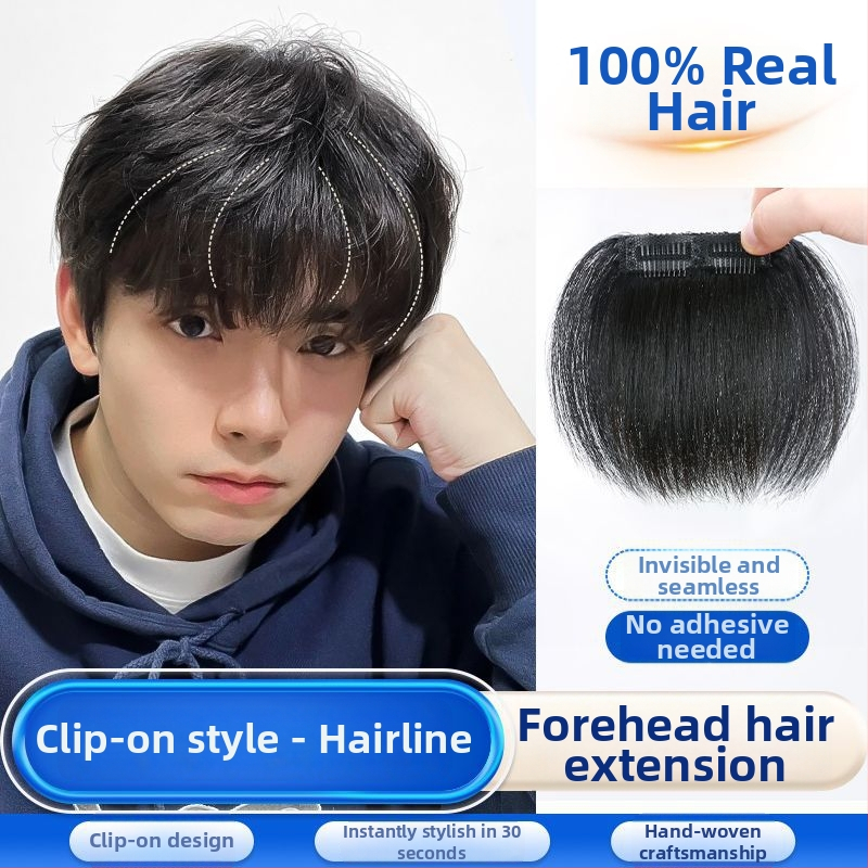 Férfi hajvonal-pótló patch, egytömbös homlokrész, varrás nélküli, valódi hajból, teljesen kézzel készített