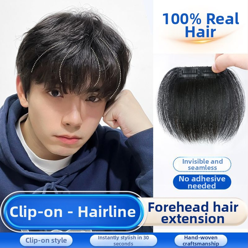 Férfi hajvonal-pótló patch, egytömbös homlokrész, varrás nélküli, valódi hajból, teljesen kézzel készített