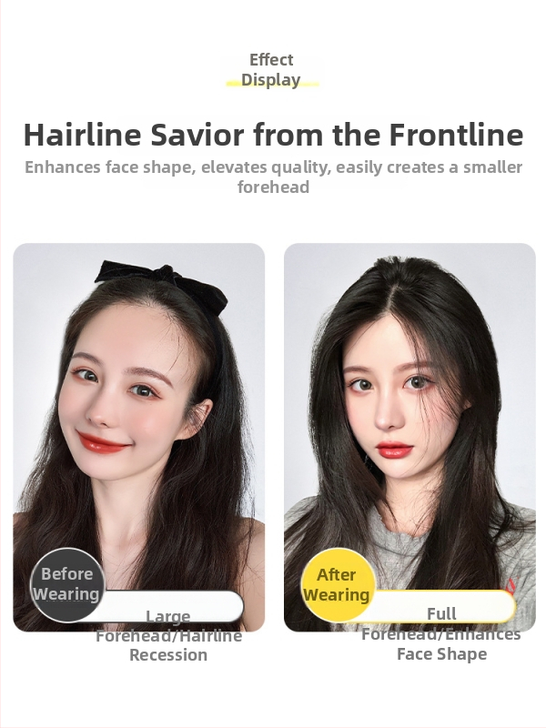 Valódi emberi hajból készült paróka frufruval és hajvonal-sávval — nőknek, kézzel készített, a frufru lehet egyenes vagy ferde, hozzájárul a homlok körüli volumenhez