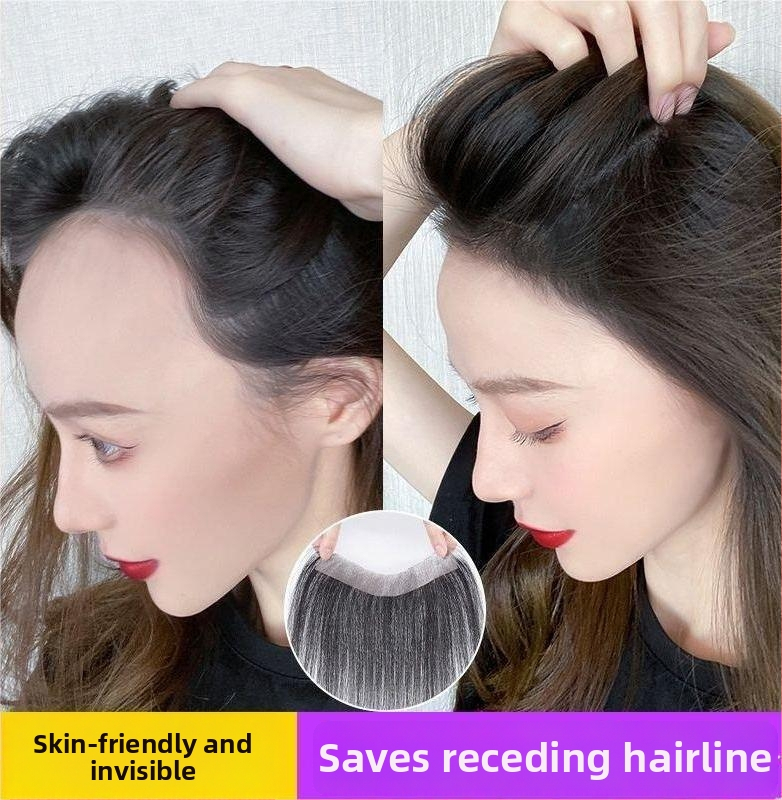 Valódi emberi hajból készült paróka frufruval és hajvonal-sávval — nőknek, kézzel készített, a frufru lehet egyenes vagy ferde, hozzájárul a homlok körüli volumenhez