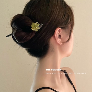 Clip de păr din lemn, cu floare de camelia, stil natural, inspirat Hanfu, accesorii pentru cap, personalizare disponibilă