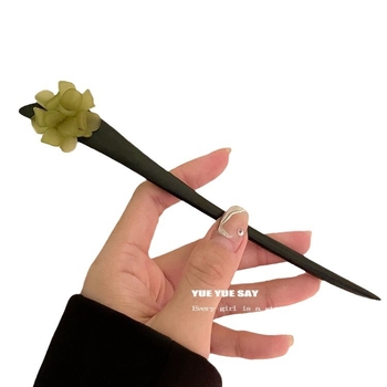 Clip de păr din lemn, cu floare de camelia, stil natural, inspirat Hanfu, accesorii pentru cap, personalizare disponibilă