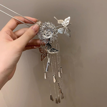 Ötvözetből készült pillangó alakú fém hajtű, női nemzeti stílus, elektroplakált felülettel