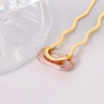 U formos plaukų segtukas su perlų akcentu, nerūdijantis plienas, paprastas moteriškas stilius, rankų darbas, geometrinis dizainas, keturi dantys