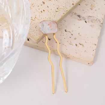 U formos plaukų segtukas su perlų akcentu, nerūdijantis plienas, paprastas moteriškas stilius, rankų darbas, geometrinis dizainas, keturi dantys