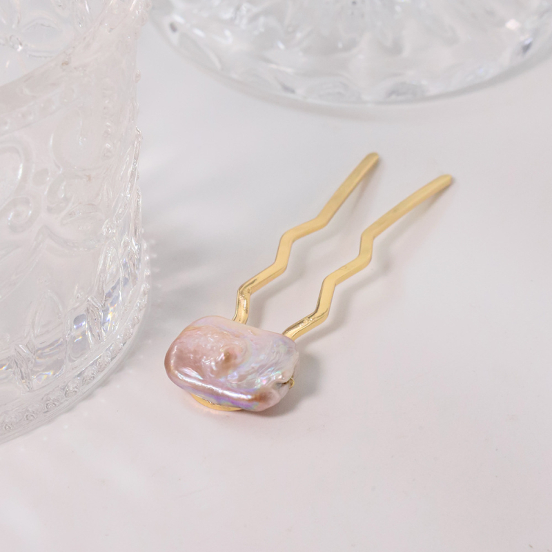 U formos plaukų segtukas su perlų akcentu, nerūdijantis plienas, paprastas moteriškas stilius, rankų darbas, geometrinis dizainas, keturi dantys