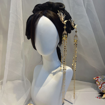 Főnix hajtű bojtokkal – Vintage Hanfu fejfedő kiegészítő, ötvözet, gravírozott szöveg, egyedileg csomagolva