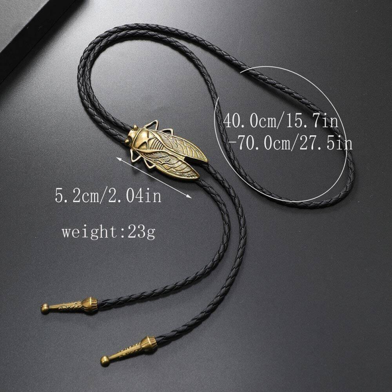 Ogrlica s privjeskom cikade, retro stil, privjesak od legure, elektroplatirani završetak, obična lančić