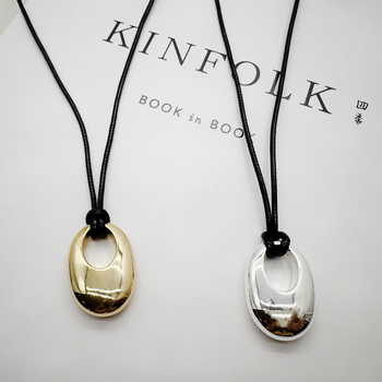 Geometrijski bakreni lančić s pozlatom, voskasta konopna ogrlica, privjesak od bakra s premazom srebra, izlazak jeseni 2025