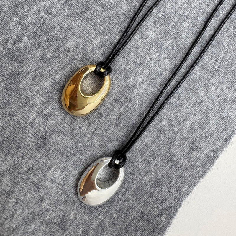 Geometrijski bakreni lančić s pozlatom, voskasta konopna ogrlica, privjesak od bakra s premazom srebra, izlazak jeseni 2025