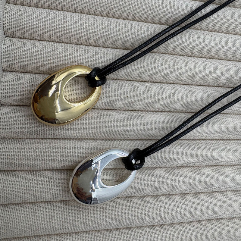 Geometrijski bakreni lančić s pozlatom, voskasta konopna ogrlica, privjesak od bakra s premazom srebra, izlazak jeseni 2025