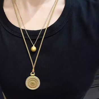 Colier Yuqi din cupru cu pandantiv cu pietre montate în montură mixtă, formă romb/picătură, geometric, lanț normal