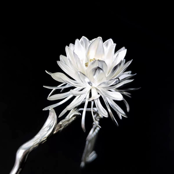 Agrafă de păr din argint S925, design vintage floral, placare electrolitică, toamnă 2024