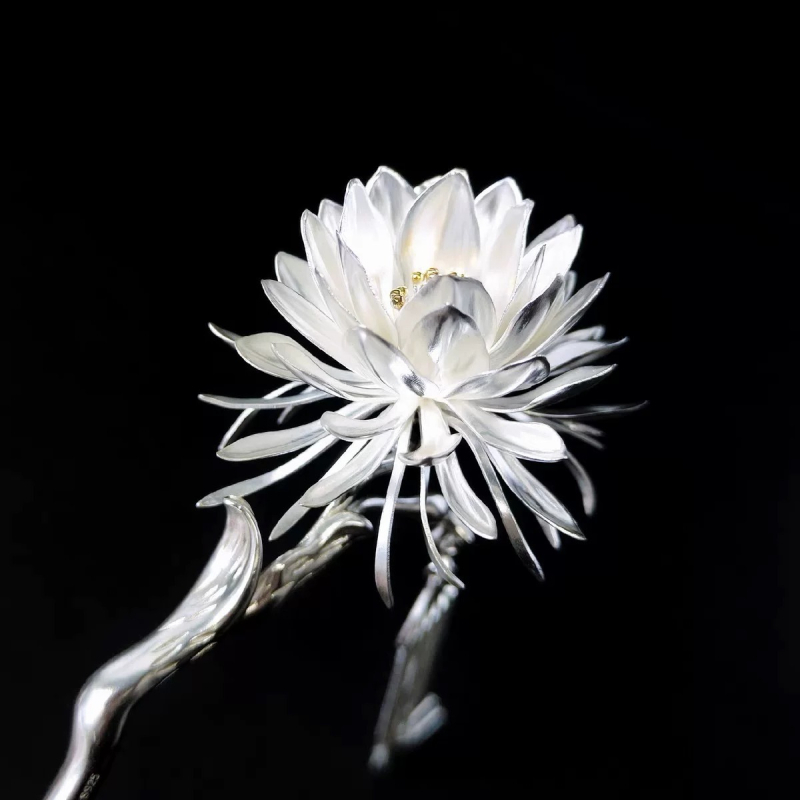 Agrafă de păr din argint S925, design vintage floral, placare electrolitică, toamnă 2024