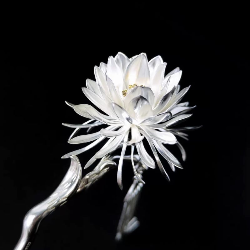 Agrafă de păr din argint S925, design vintage floral, placare electrolitică, toamnă 2024