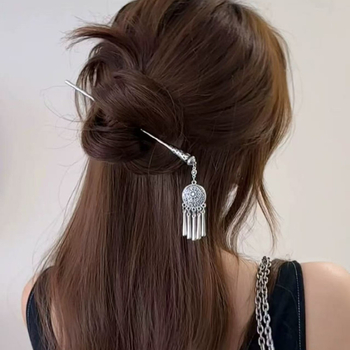 Agrafă pentru păr cu ciucuri, formă de picătură, aliaj, placare electrolitică, stil nou chinezesc