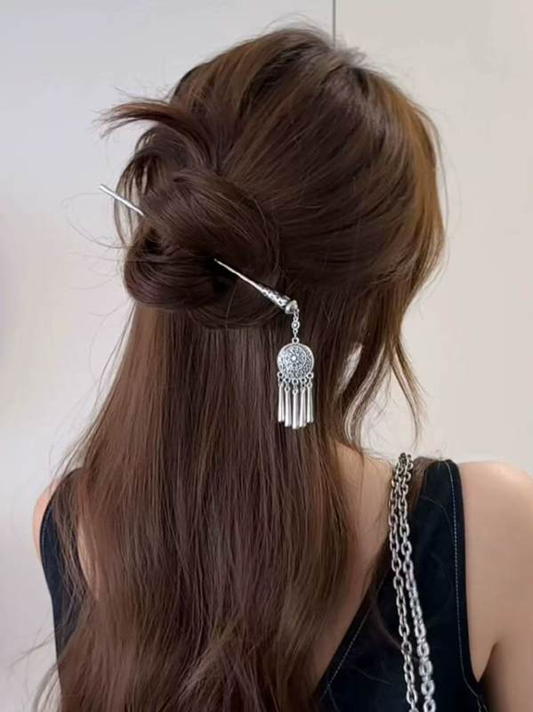 Agrafă pentru păr cu ciucuri, formă de picătură, aliaj, placare electrolitică, stil nou chinezesc