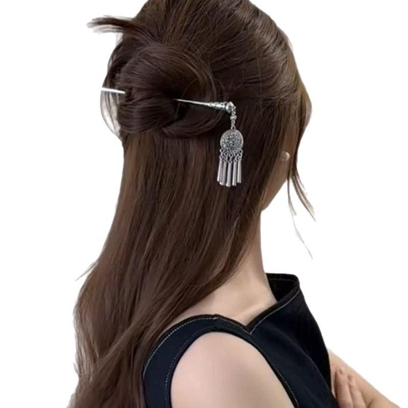 Agrafă pentru păr cu ciucuri, formă de picătură, aliaj, placare electrolitică, stil nou chinezesc