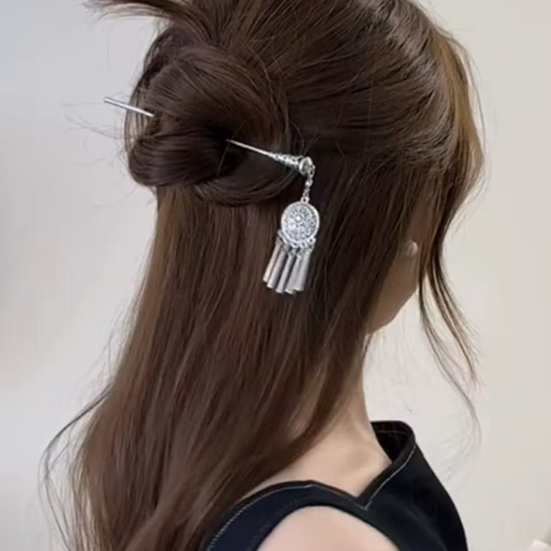 Agrafă pentru păr cu ciucuri, formă de picătură, aliaj, placare electrolitică, stil nou chinezesc