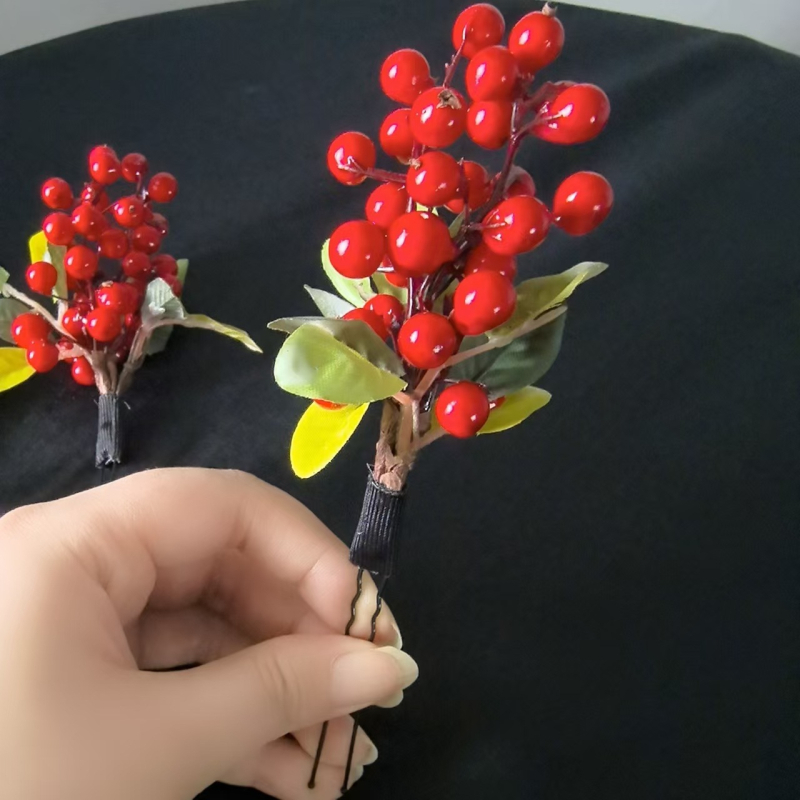 Kínai stílusú menyasszonyi hajdísz, gyümölcs alakú, műanyag/gyanta, 2025 nyár